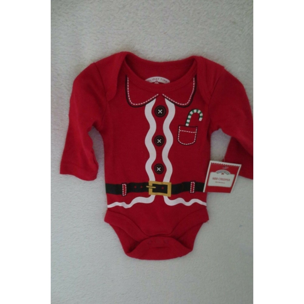Holiday Time Baby Christmas Santa Bodysuit  One piece Size Newborn